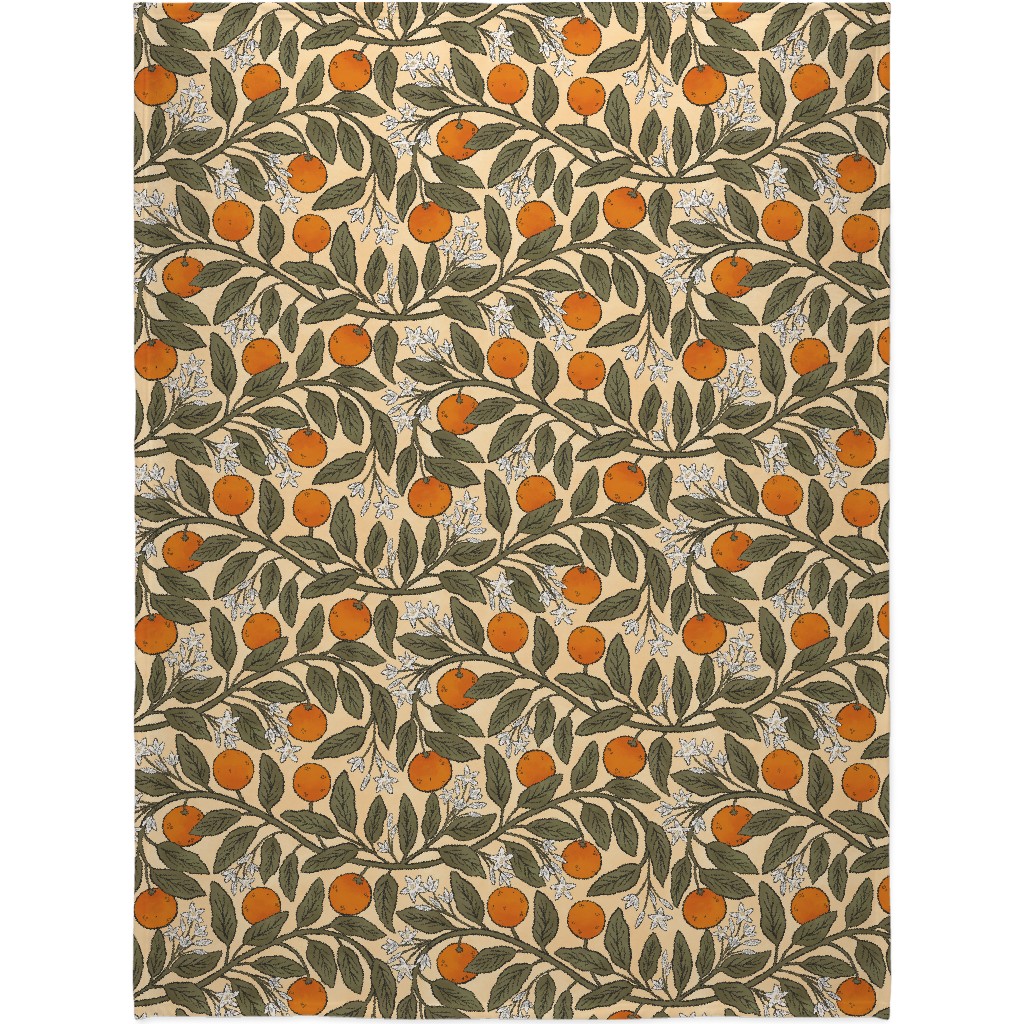 Art Nouveau Oranges Blanket, Plush Fleece, 60x80, Multicolor