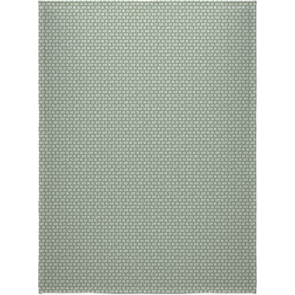 Eat Sleep Ski Blanket, Plush Fleece, 60x80, Green, Mantis