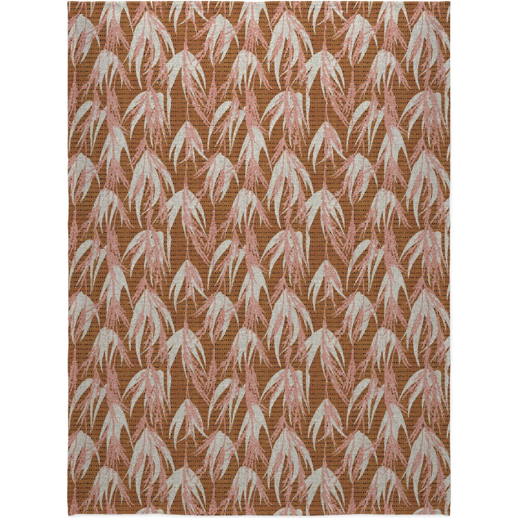 Vintage Palm Blanket, Plush Fleece, 60x80, Brown