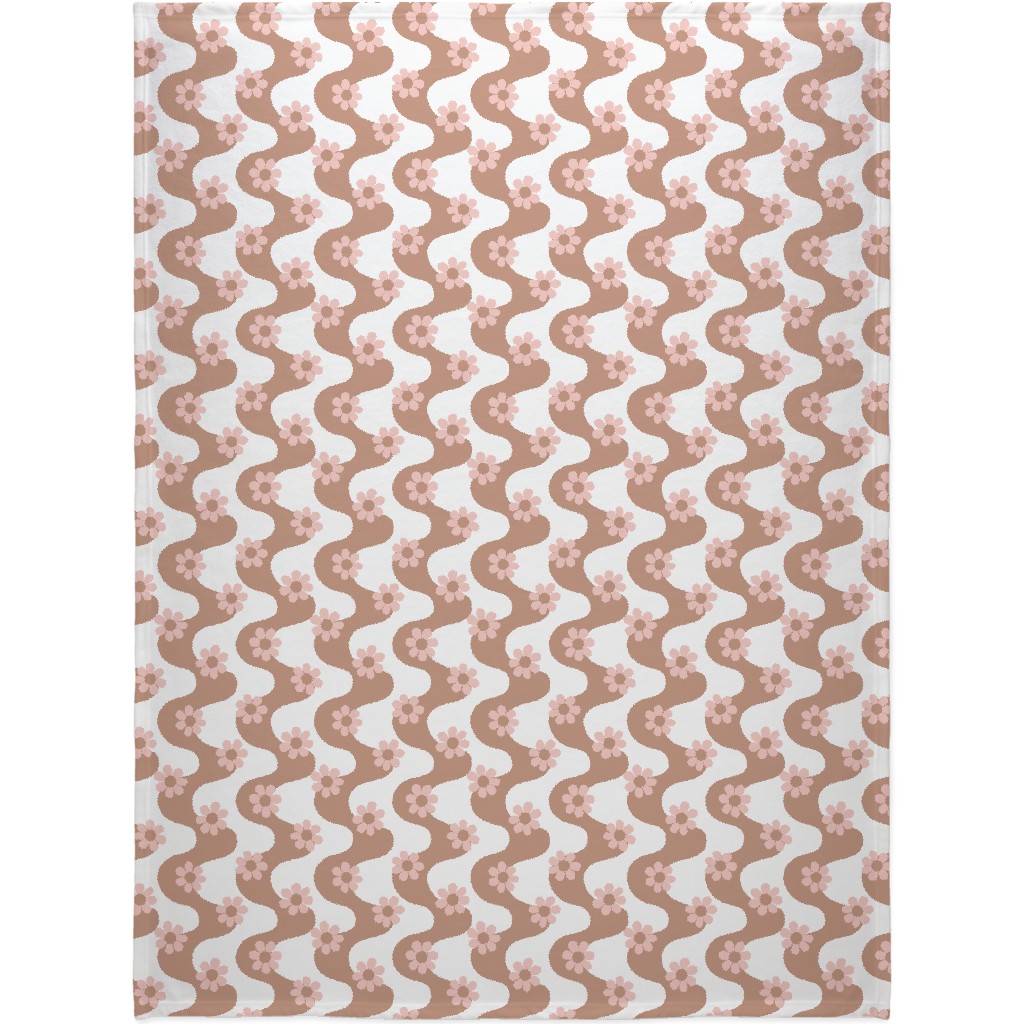 Groovy Daisy Rainbow Blanket, Plush Fleece, 60x80, Beige, Beige