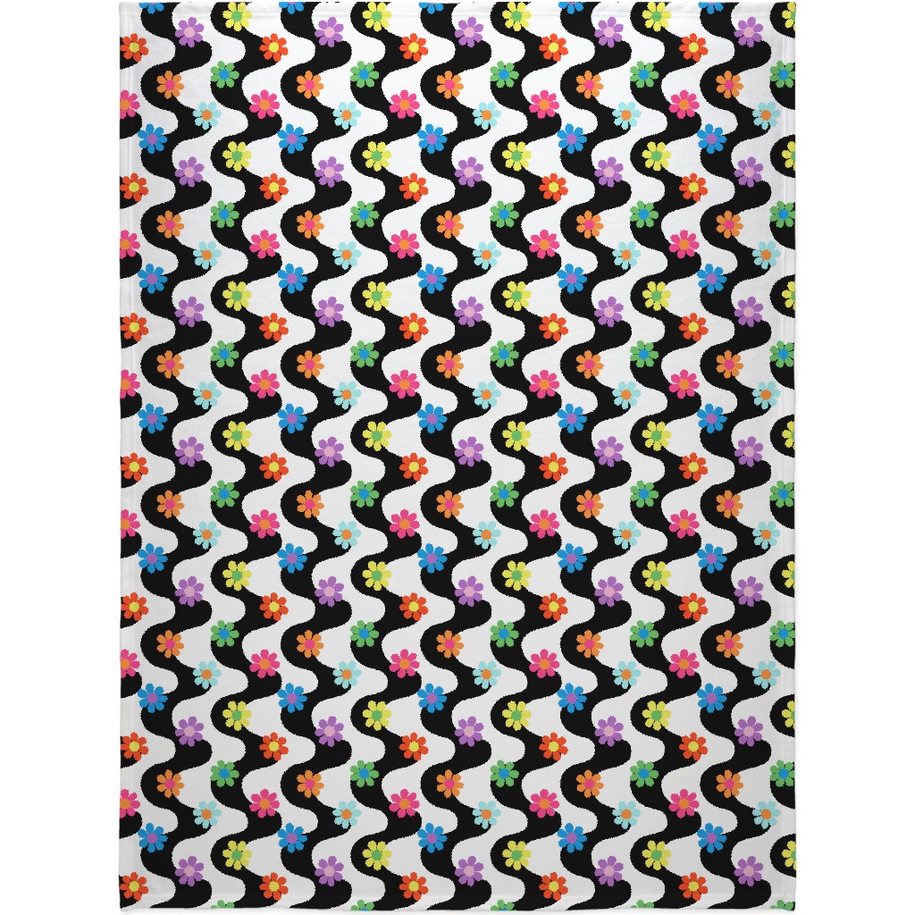 Groovy Daisy Rainbow Blanket, Plush Fleece, 60x80, Multicolor