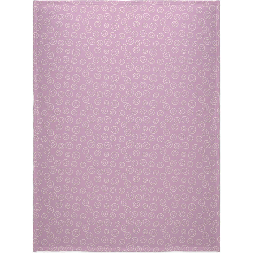 Smiley Winking Faces Blanket, Plush Fleece, 60x80, Pink, Dusty Rose