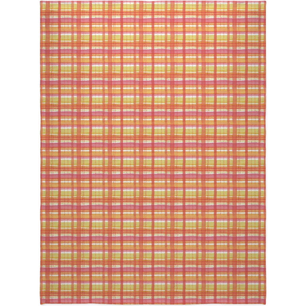 Summer Plaid Blanket, Plush Fleece, 60x80, Multicolor