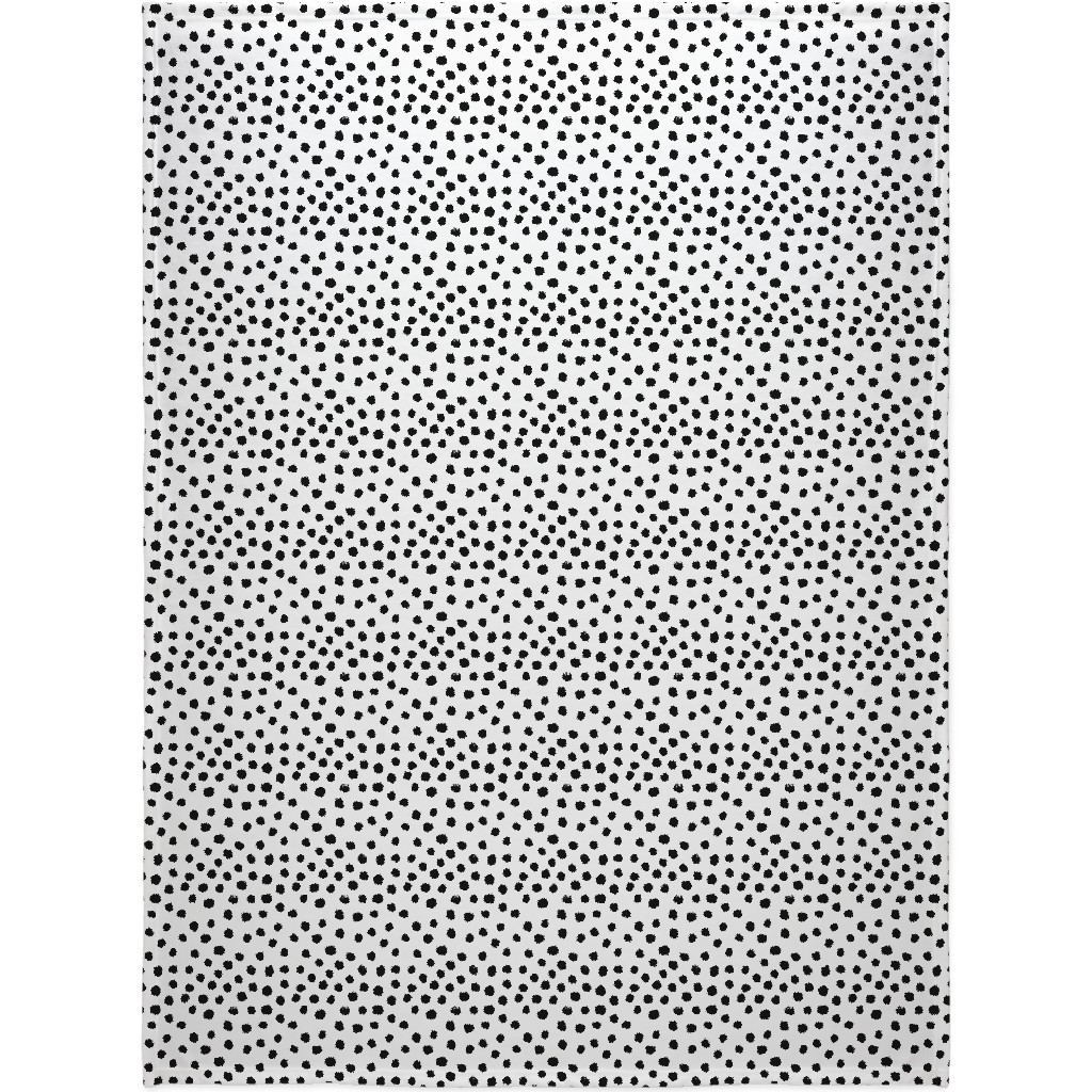 Soft Painted Dots Blanket, Plush Fleece, 60x80, White, Black