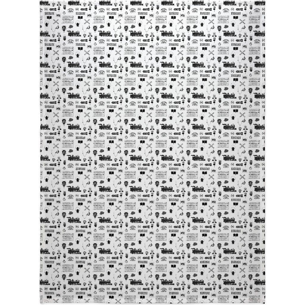 Railroad Blanket, Plush Fleece, 60x80, White, White