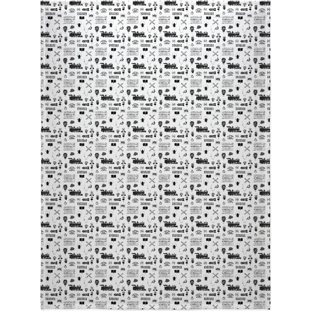 Railroad Blanket, Plush Fleece, 60x80, White