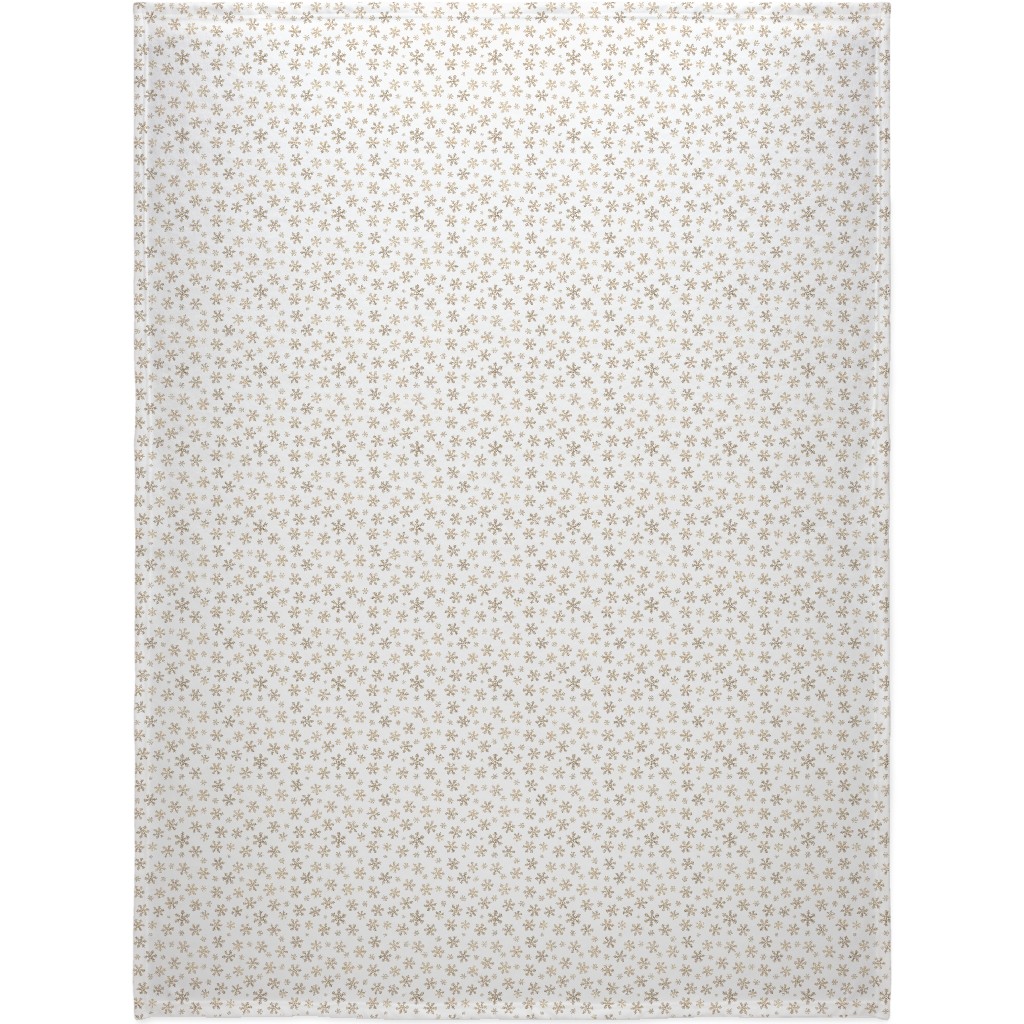 Holiday Snowflakes - Gold Blanket, Plush Fleece, 60x80, Yellow