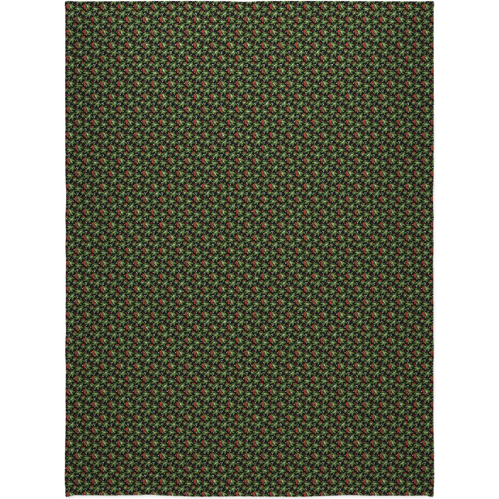 Mistletoe Night on Black Blanket, Plush Fleece, 60x80, Multicolor