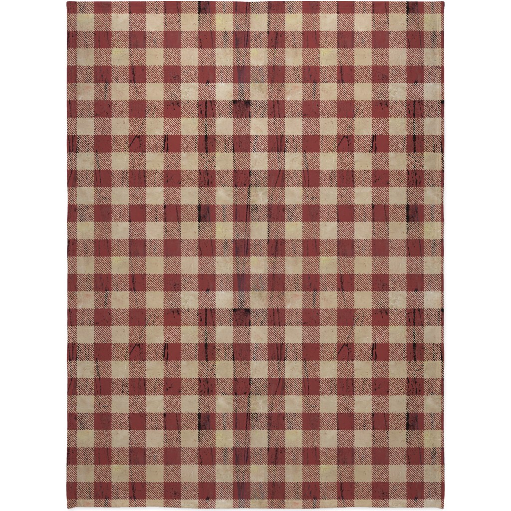 Rustic Buffalo Plaid - Red Blanket, Plush Fleece, 60x80, Red