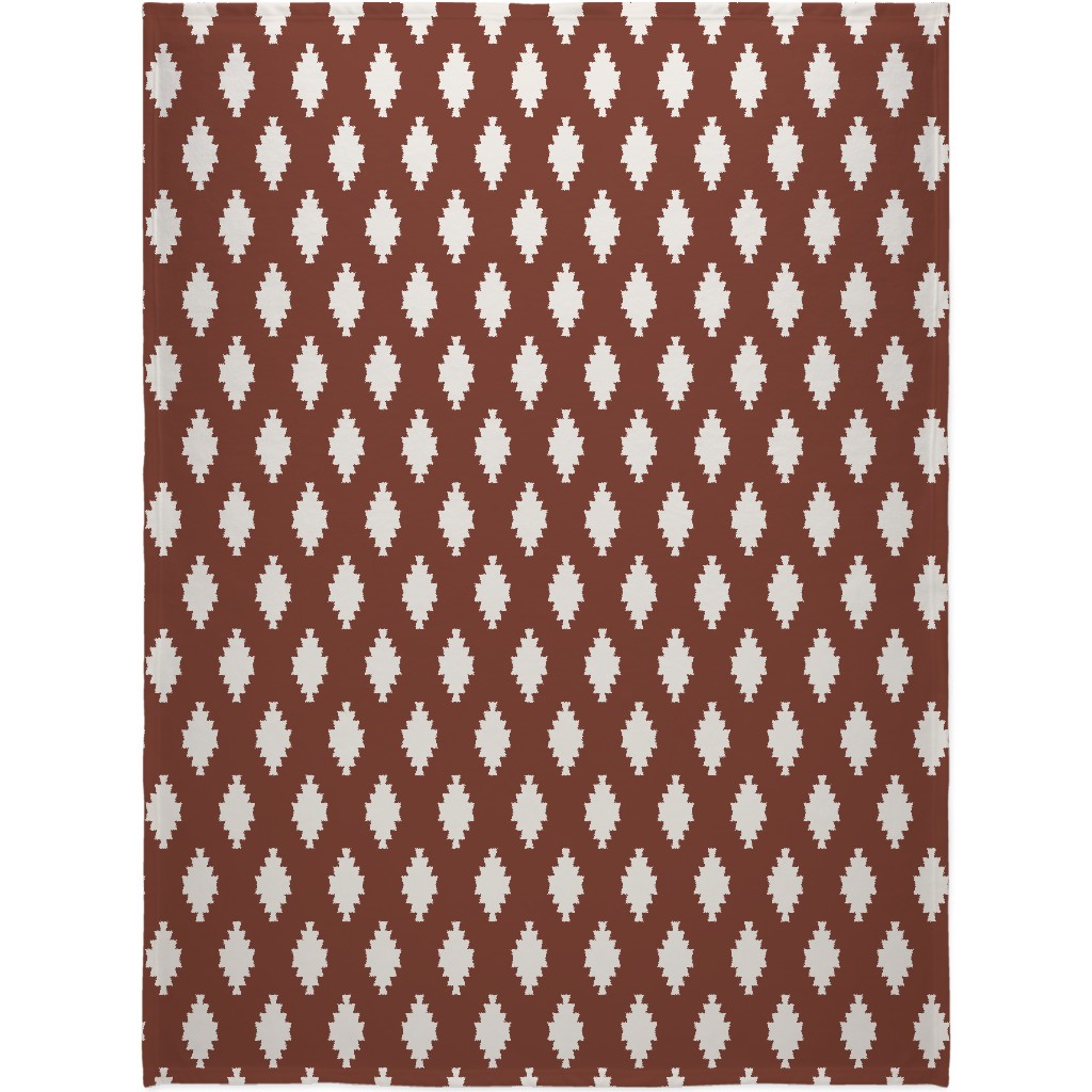 Taos Tile - Marsala Blanket, Plush Fleece, 60x80, Brown