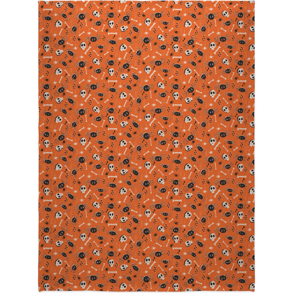 Vintage Halloween - Orange and Black Blanket, Plush Fleece, 60x80, Orange