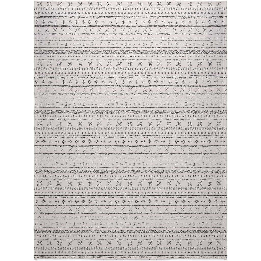 Boho Print Blanket, Plush Fleece, 60x80, Beige, Silver Lining