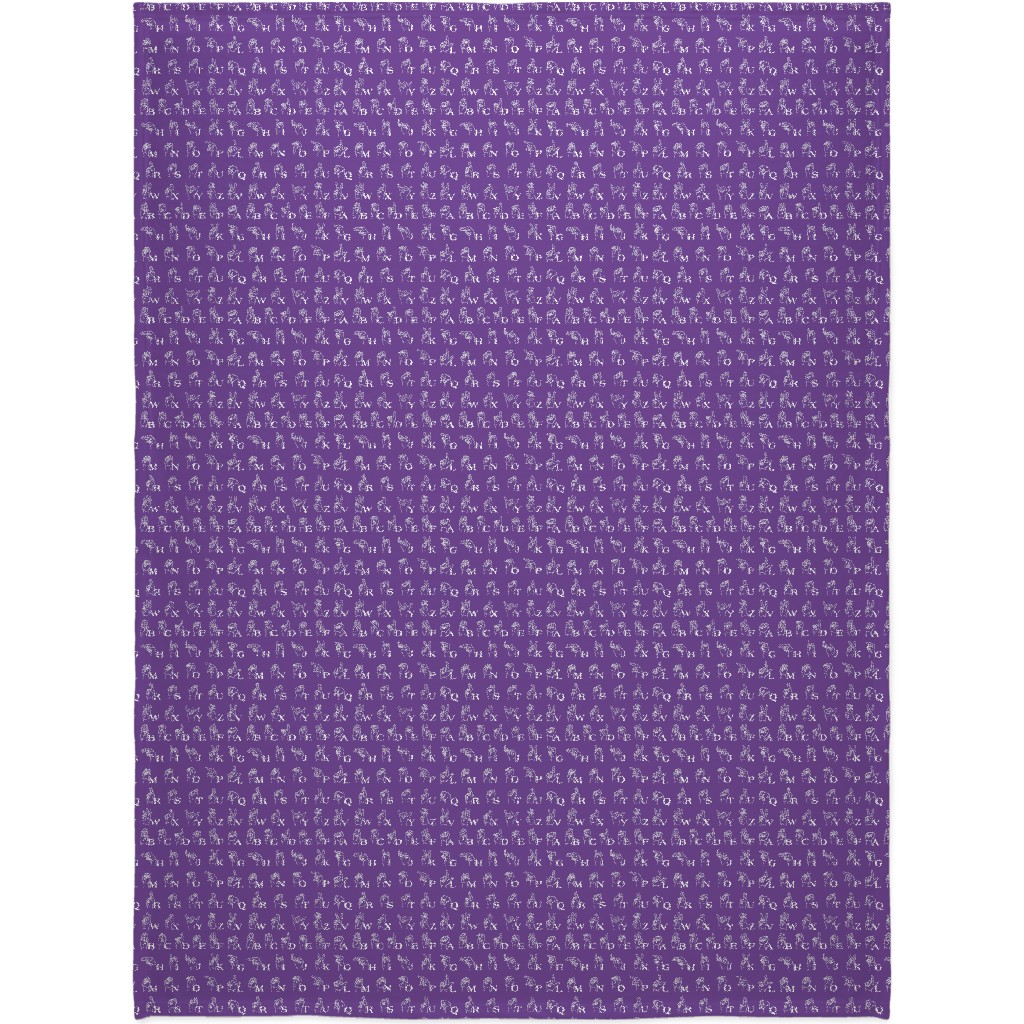 Sign Language Alphabet Blanket, Plush Fleece, 60x80, Purple, Aubergine