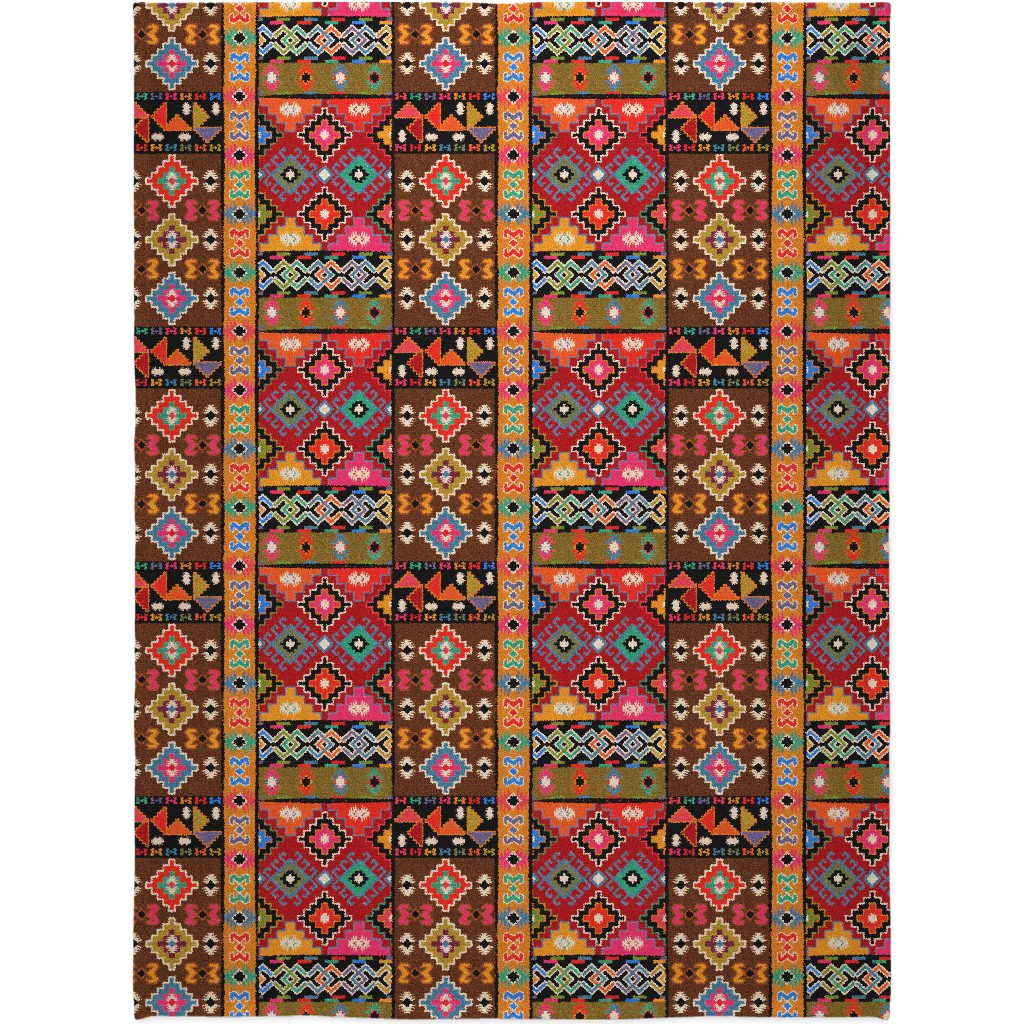 Kilim - Brown Blanket, Plush Fleece, 60x80, Multicolor
