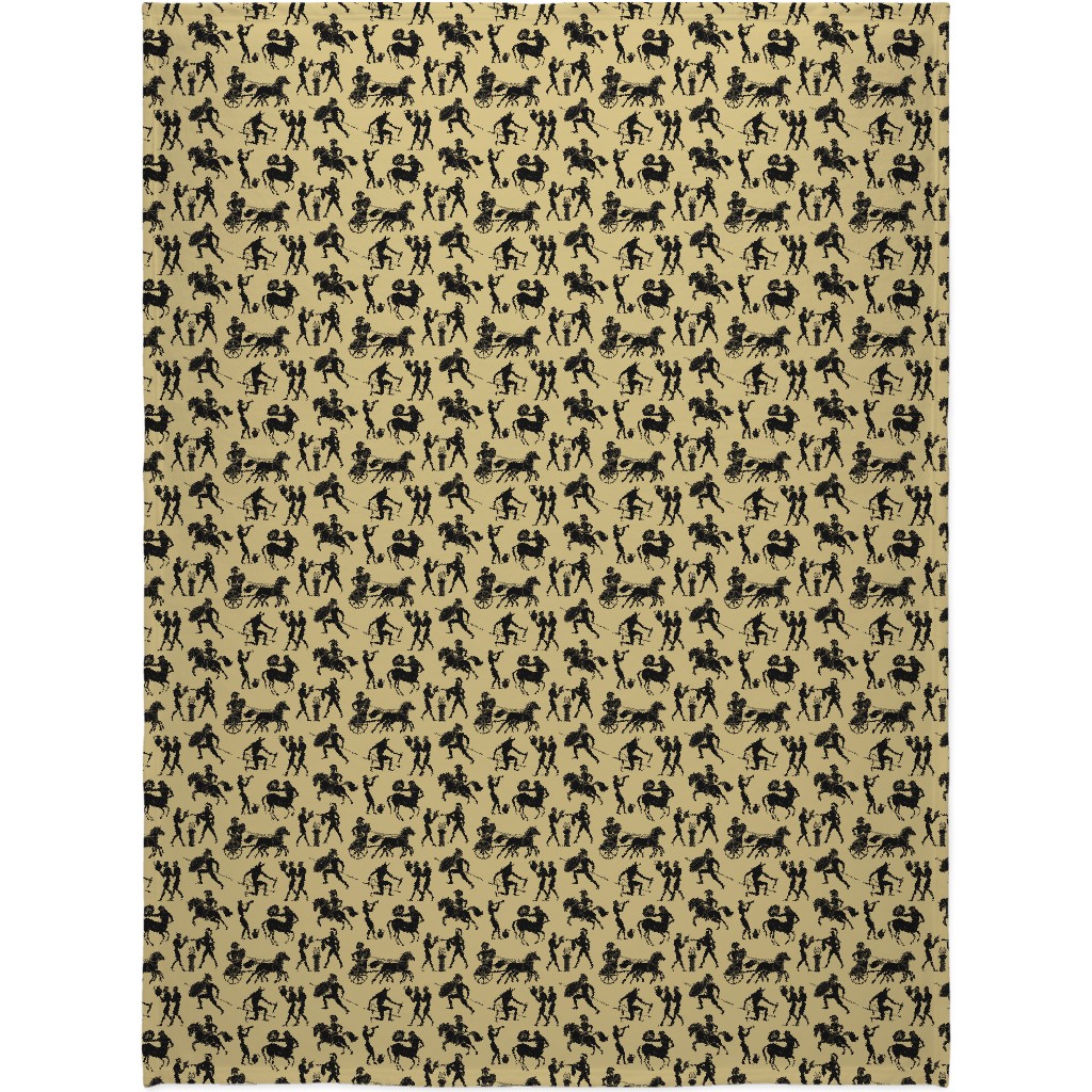 Greek Figures Blanket, Plush Fleece, 60x80, Yellow, Champagne
