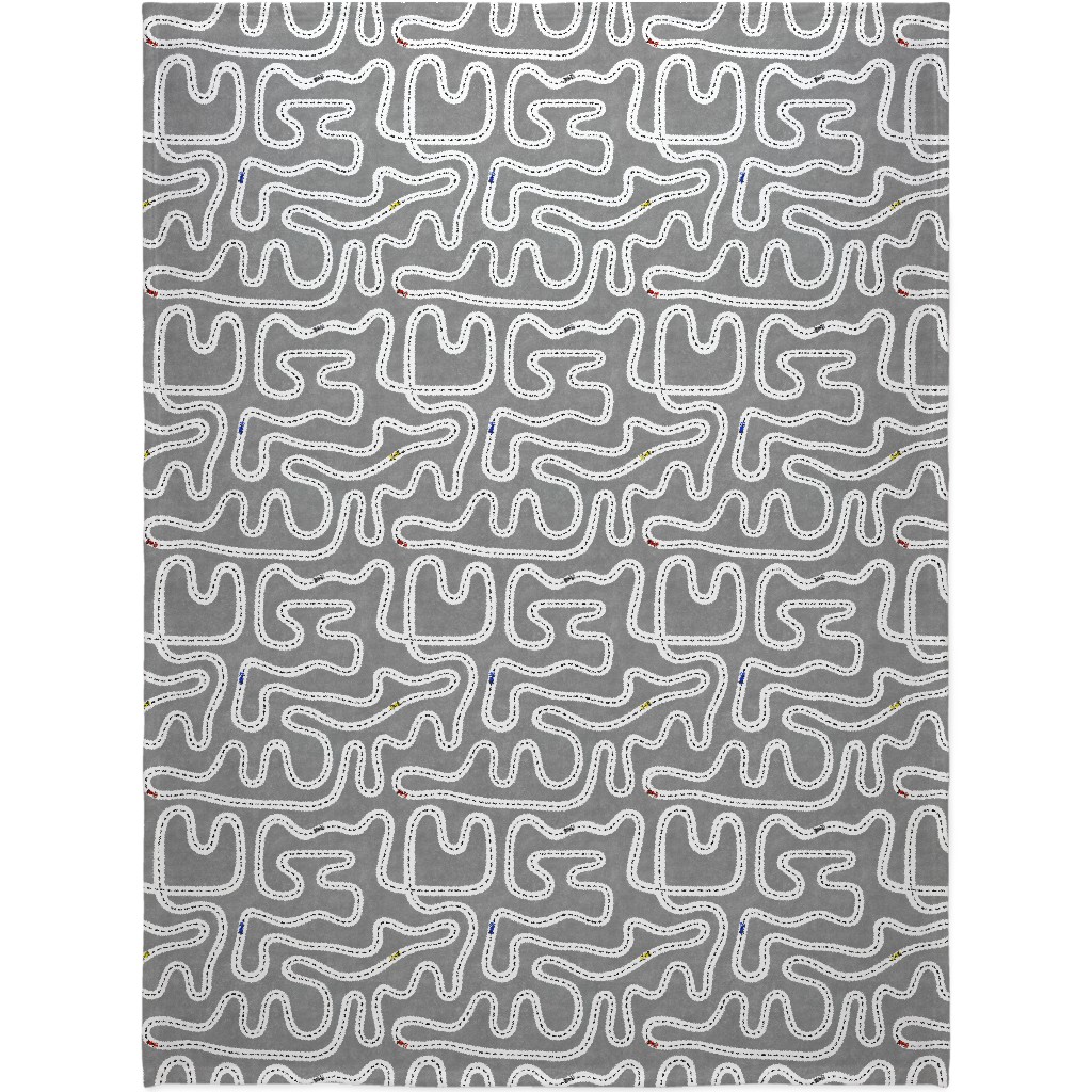 Speed Racers Blanket, Plush Fleece, 60x80, Gray, Cement