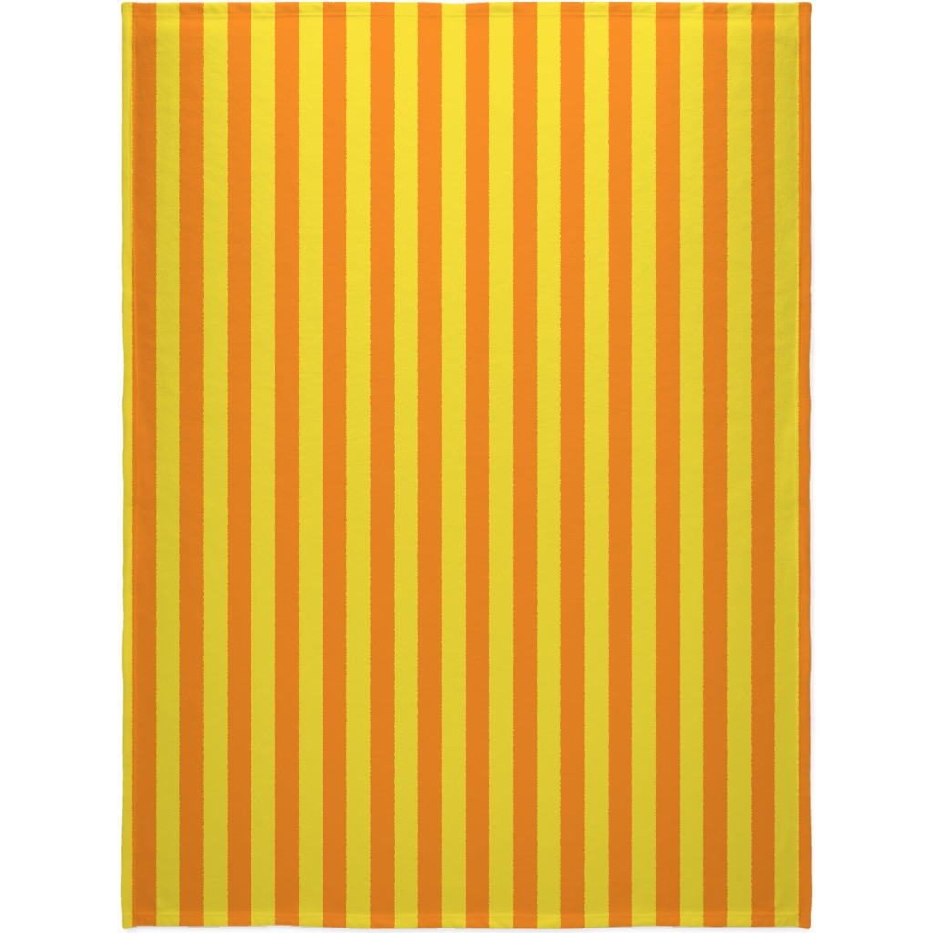 Vertical Stripes Blanket, Plush Fleece, 60x80, Orange, Orange