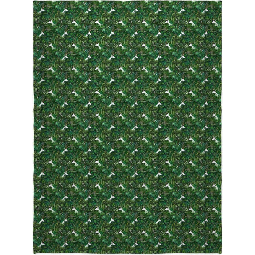 Irish Unicorn in a Green Garden Blanket, Plush Fleece, 60x80, Green