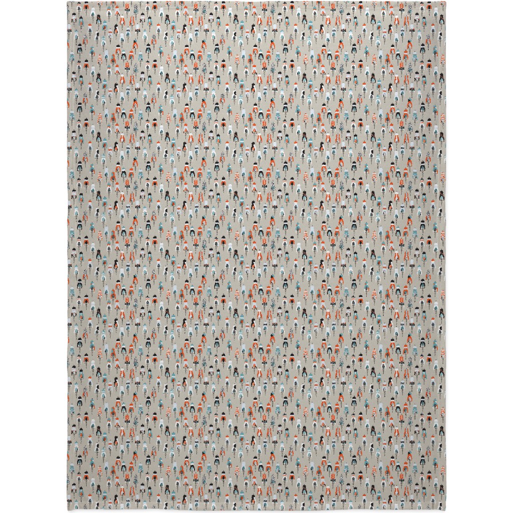 Cycling - Multicolor Blanket, Plush Fleece, 60x80, Beige, Pearl
