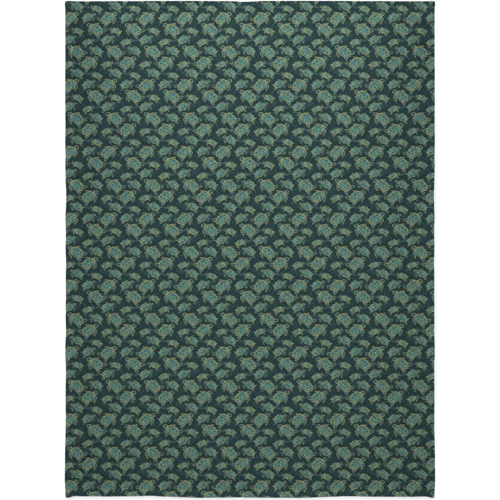 Turtles - Green Blanket, Plush Fleece, 60x80, Green, Classic Green
