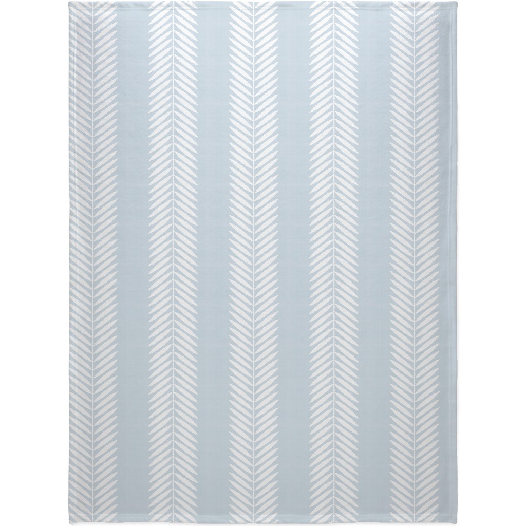Laurel Leaf Stripe - Light Blue Blanket, Plush Fleece, 60x80, Blue