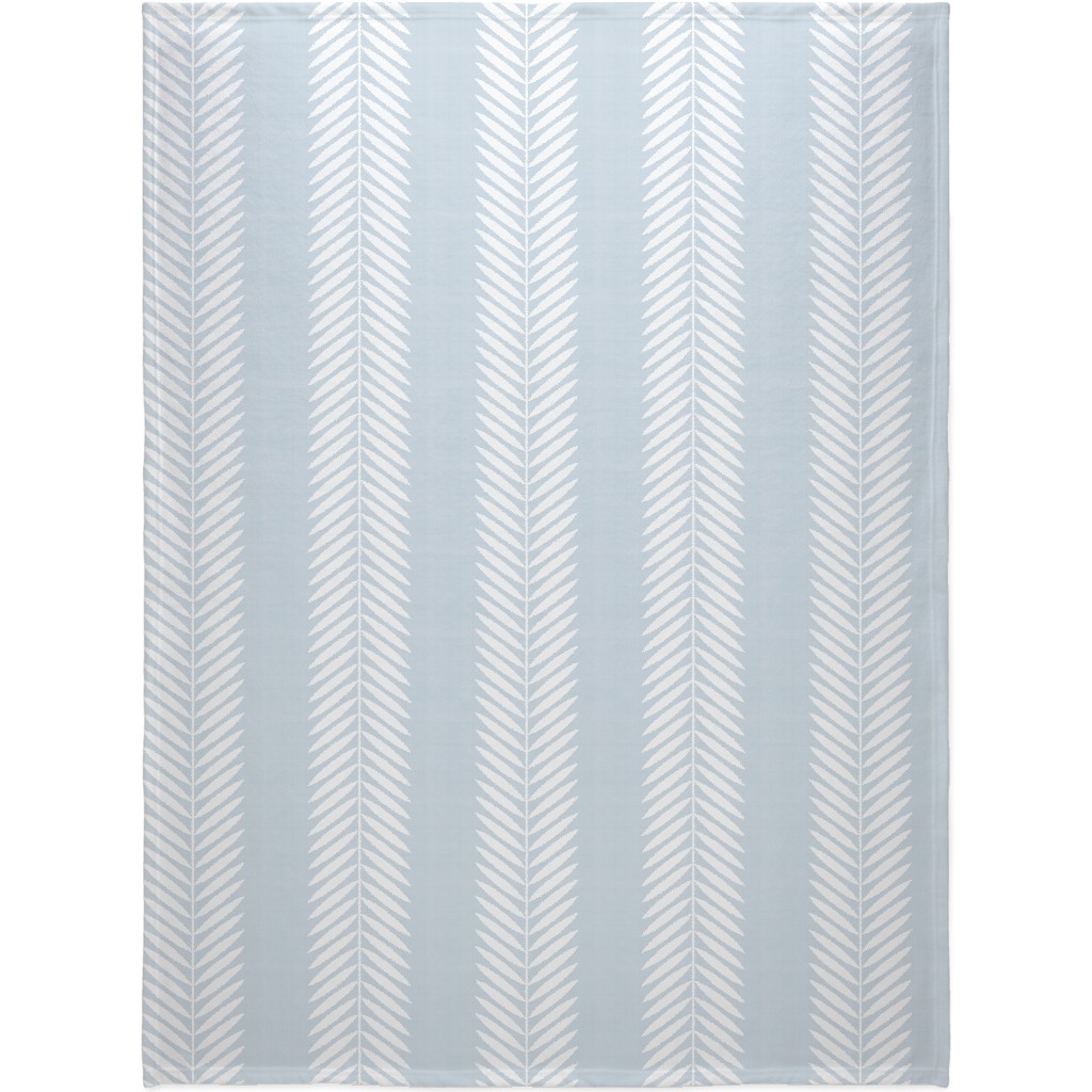 Laurel Leaf Stripe - Light Blue Blanket, Plush Fleece, 60x80, Blue, True Blue