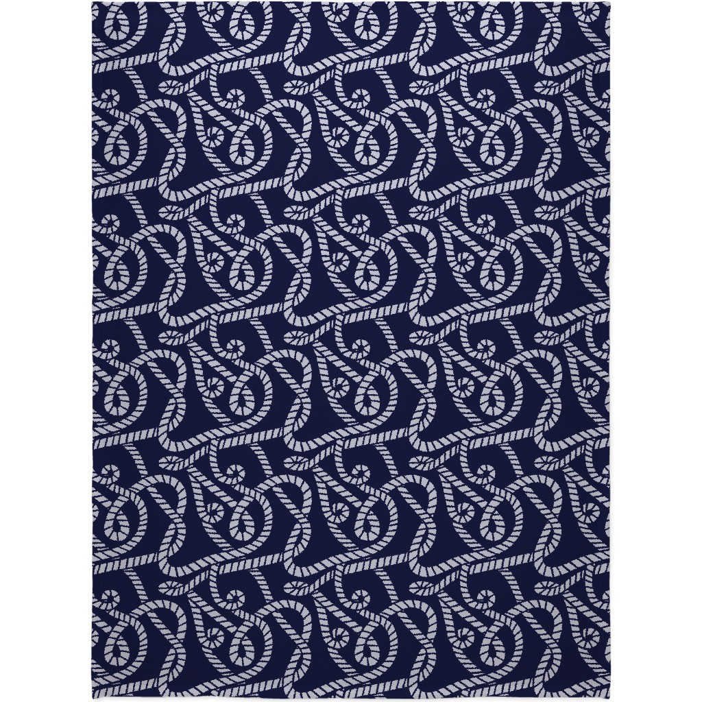 Nautical Rope on Navy Blanket, Plush Fleece, 60x80, Blue, True Blue