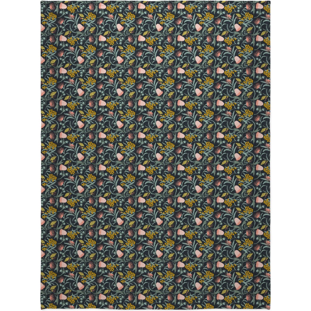 Flora Australis - Dark Blanket, Plush Fleece, 60x80, Multicolor