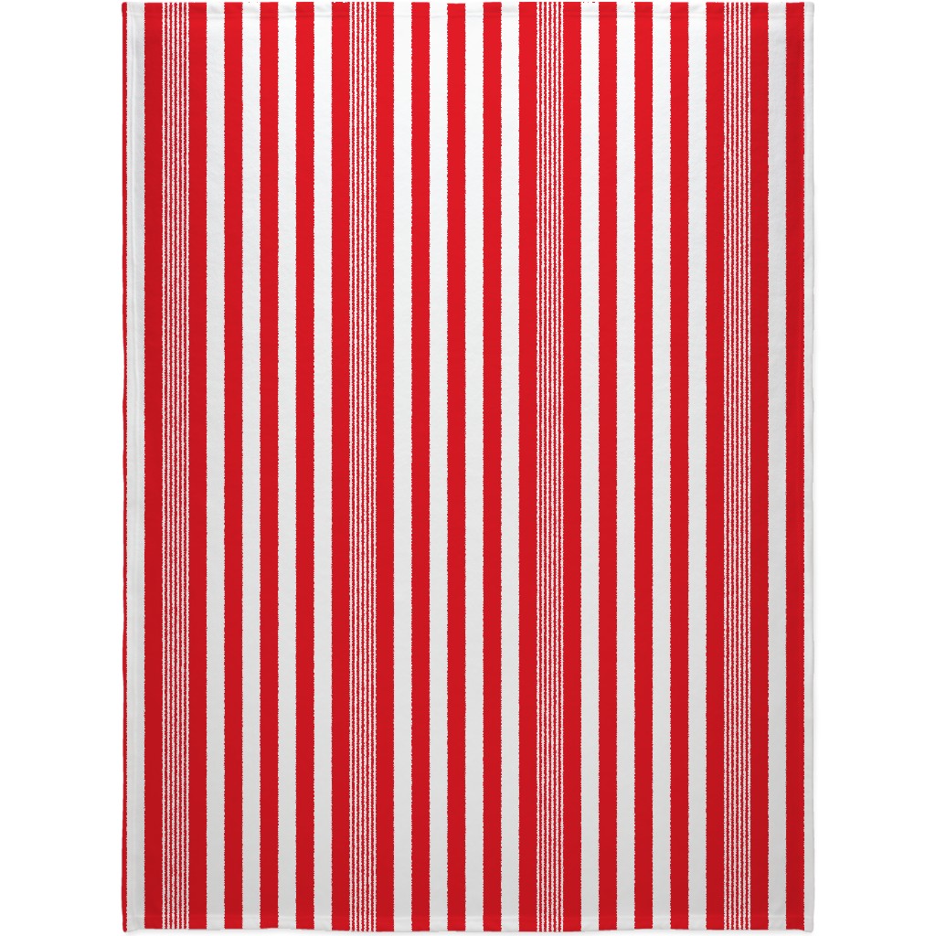 Turkish Stripes Vertical- Canada Day - Red and White Blanket, Plush Fleece, 60x80, Red