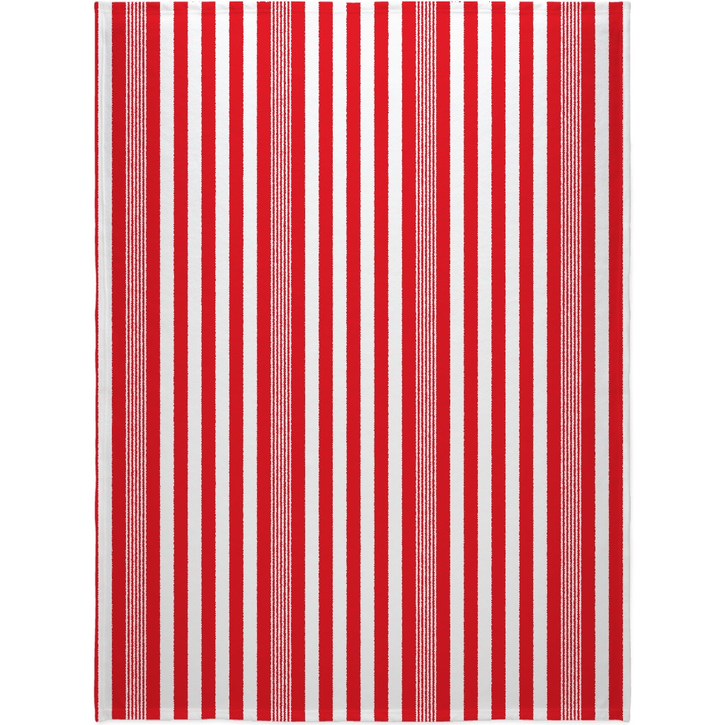 Turkish Stripes Vertical- Canada Day - Red and White Blanket, Plush Fleece, 60x80, Red, Red