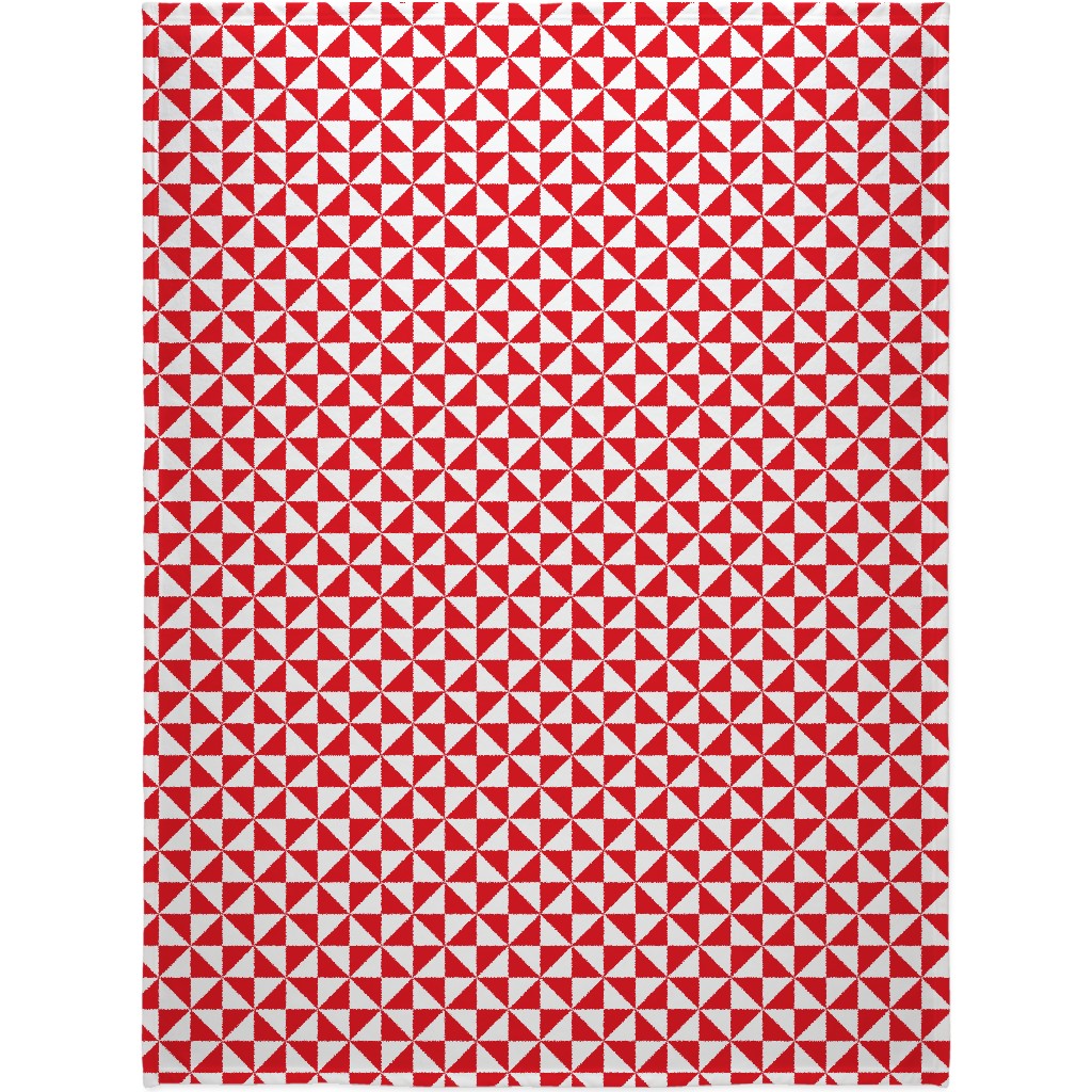 Pinwheels - Red and White Blanket, Plush Fleece, 60x80, Red