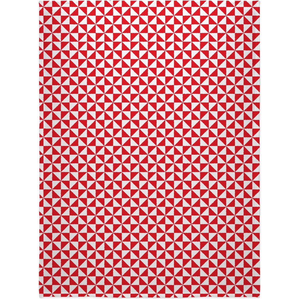 Pinwheels - Red and White Blanket, Plush Fleece, 60x80, Red, Red