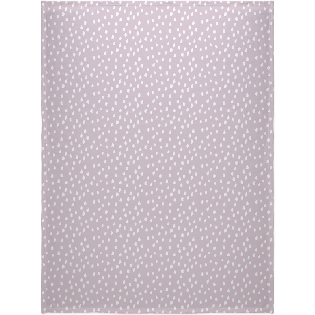 Scattered Marks - White on Lilac Blanket, Plush Fleece, 60x80, Purple