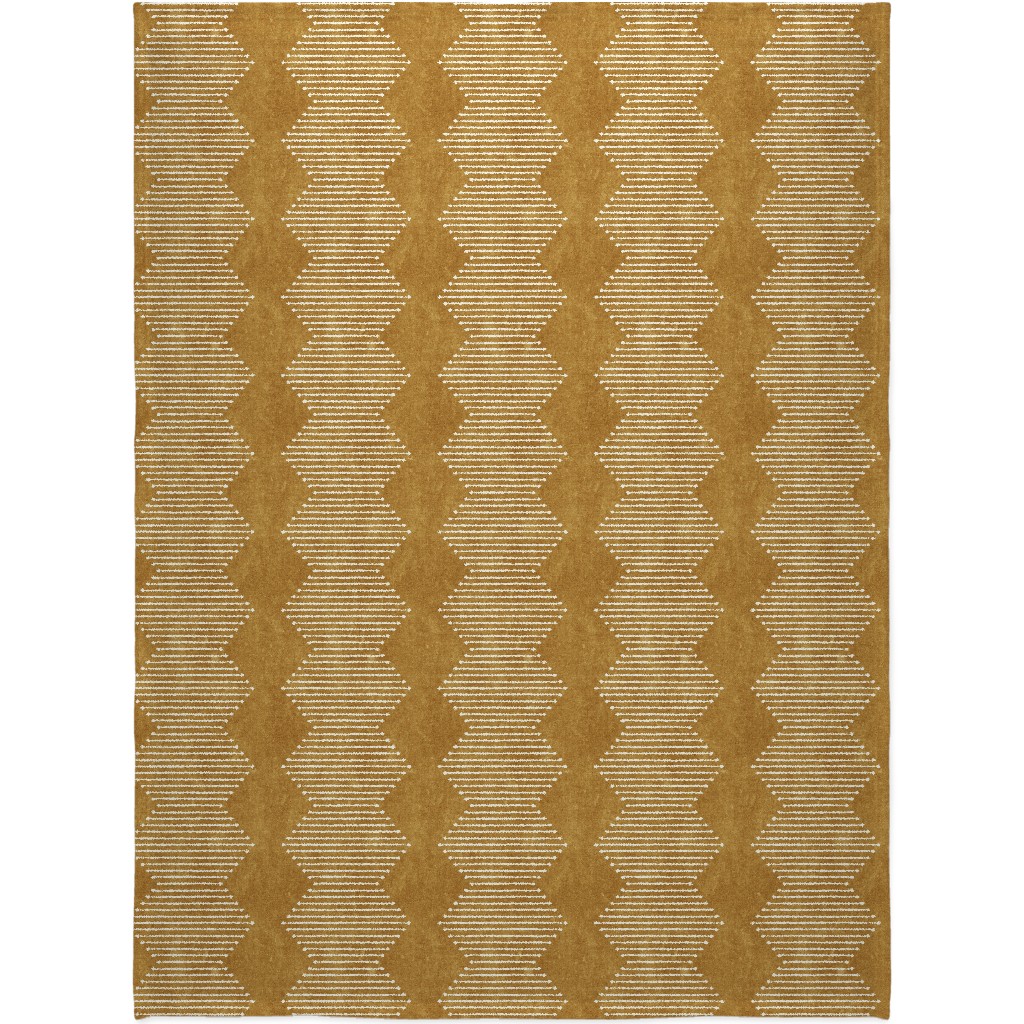 Diamond Mudcloth - Neutral Blanket, Plush Fleece, 60x80, Yellow
