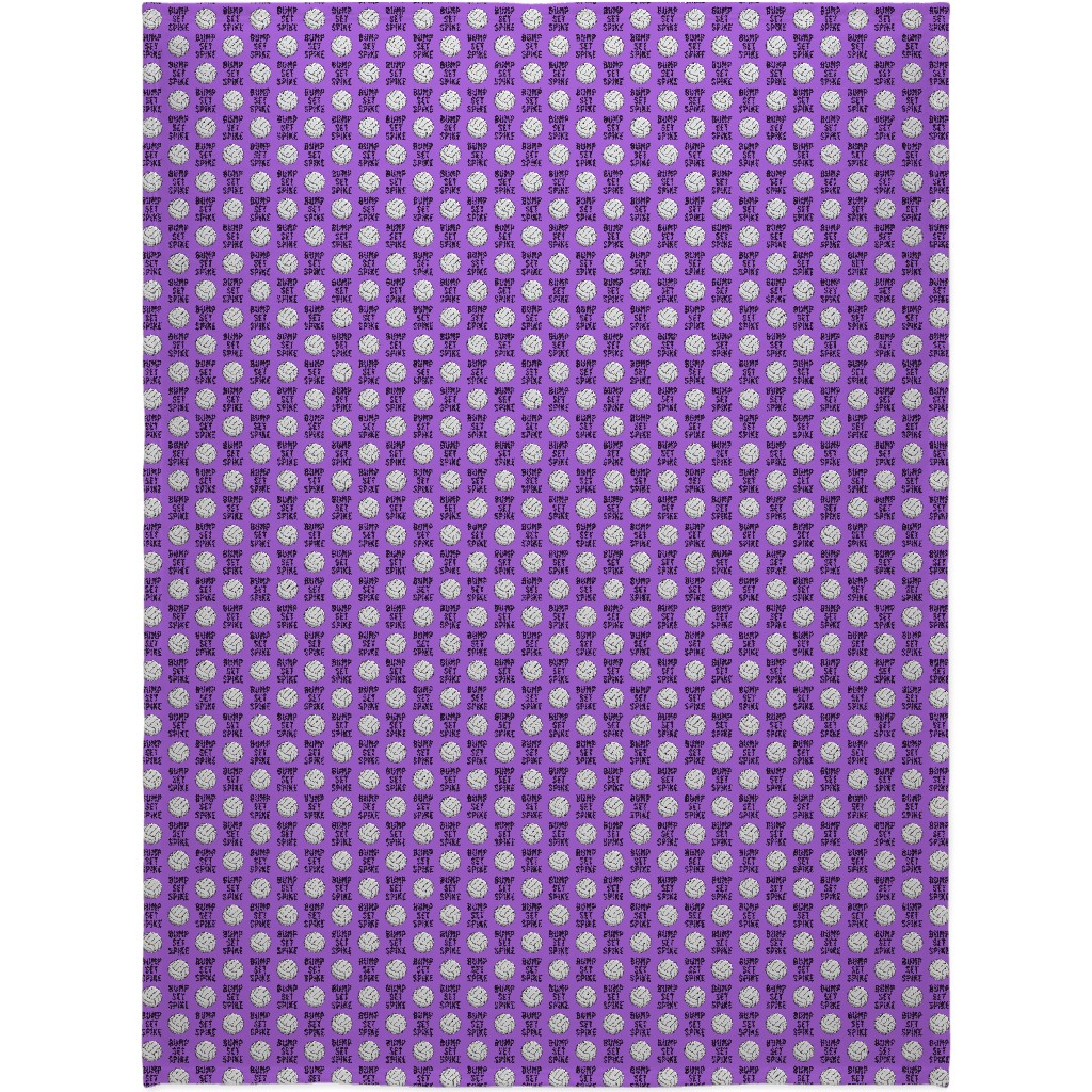 Bump Set Spike Volleyball Blanket, Plush Fleece, 60x80, Purple