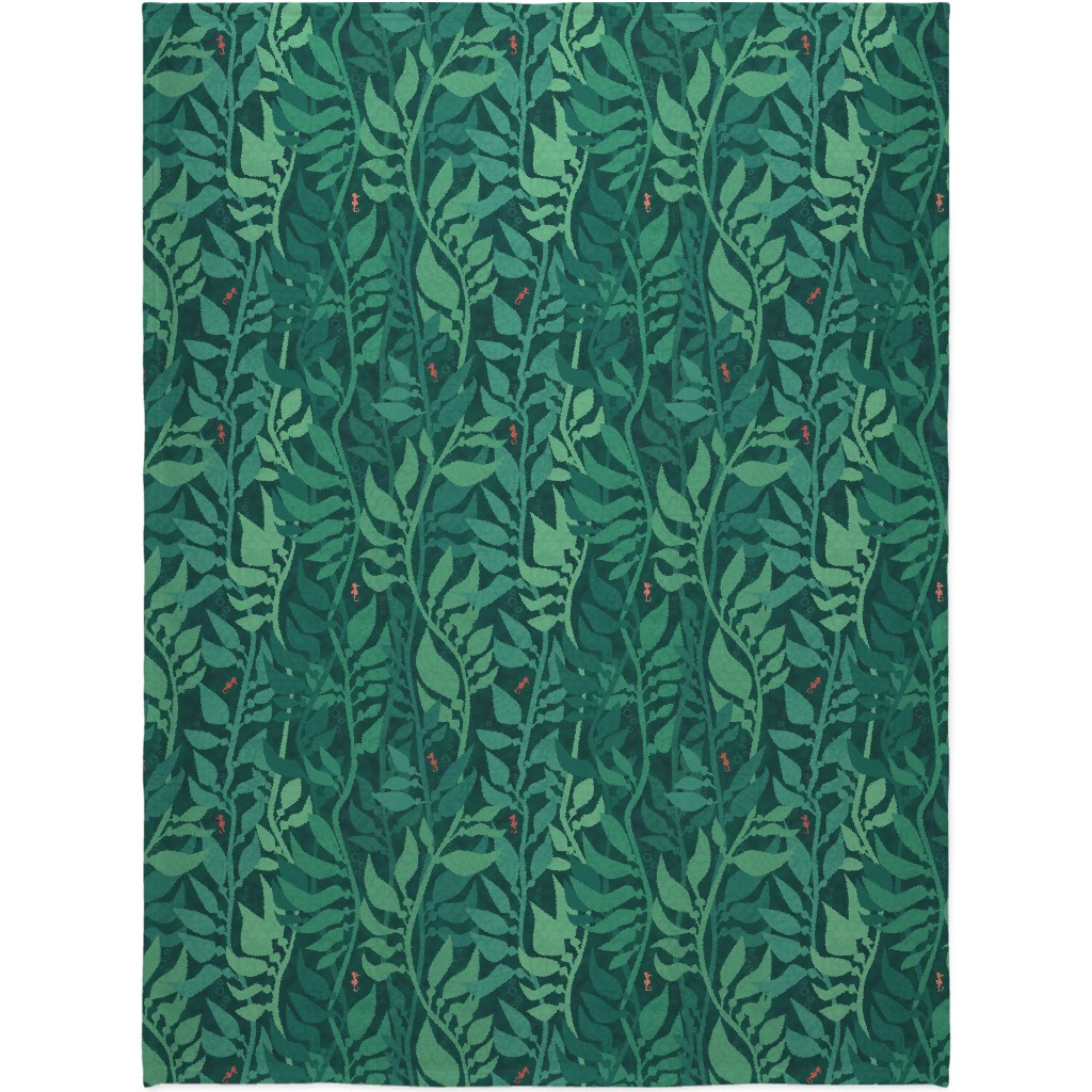 Mermaid Wonderland Kelp - Green Blanket, Plush Fleece, 60x80, Green