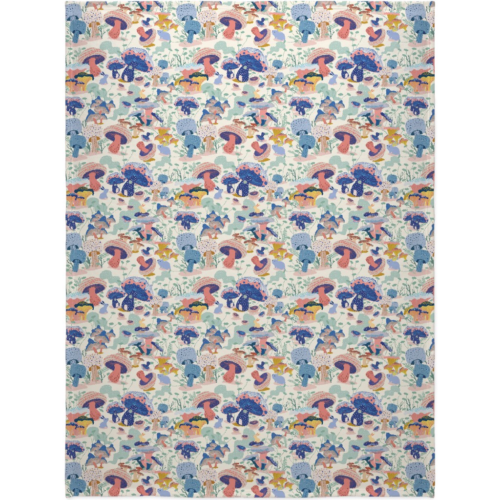 Whimsical Mushroom Village - Multi Blanket, Plush Fleece, 60x80, Multicolor