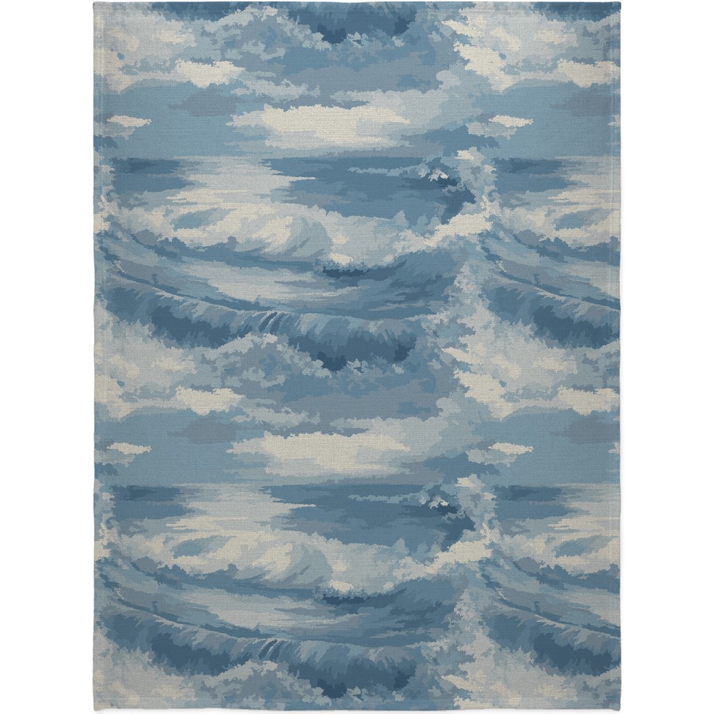 Rough Seas in My Dreams - Blue Blanket, Plush Fleece, 60x80, Blue, True Blue