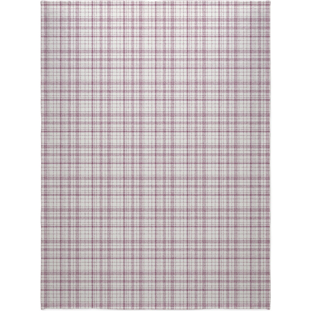 Tartan Check Blanket, Plush Fleece, 60x80, Purple, Pomegranate
