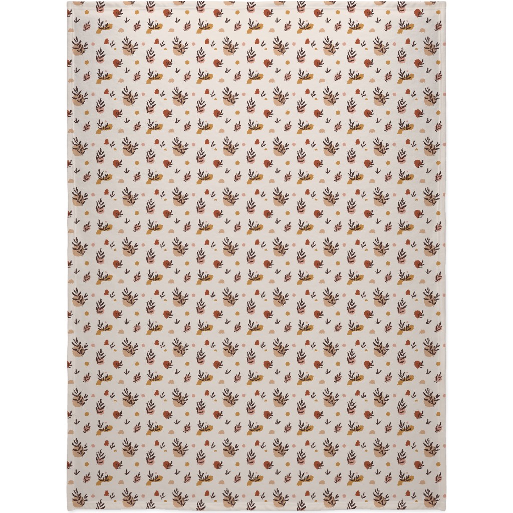 Abstraction and Tropical Leaves - Light Blanket, Plush Fleece, 60x80, Beige, Pearl