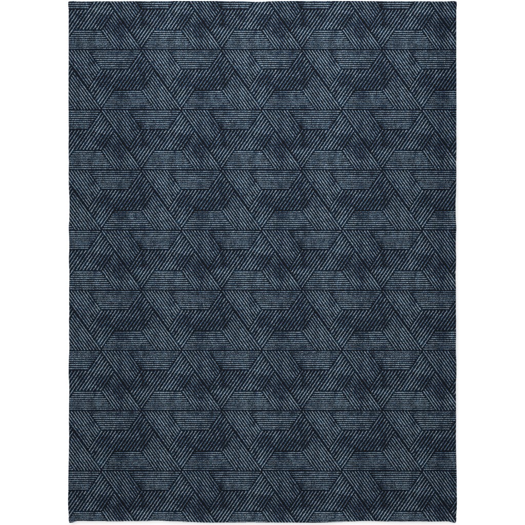 Cadence Triangles - Denim Blanket, Plush Fleece, 60x80, Blue