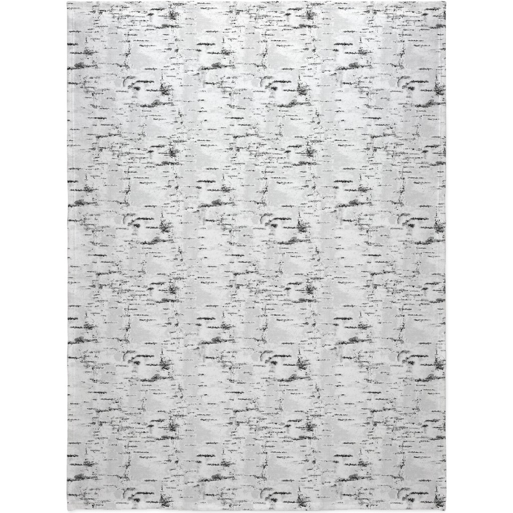 Birch Bark - White, Gray Blanket, Plush Fleece, 60x80, Gray, Gray