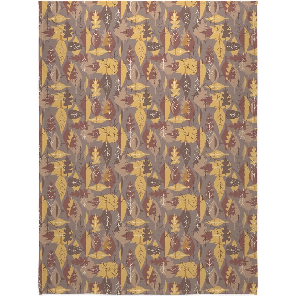 Leaf Pile Blanket, Plush Fleece, 60x80, Brown
