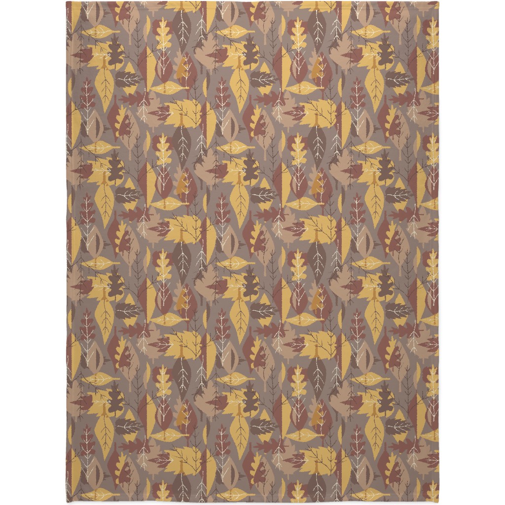 Leaf Pile Blanket, Plush Fleece, 60x80, Brown, Brown
