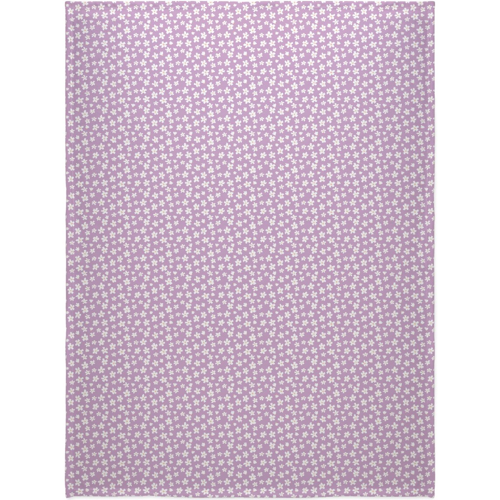 Daisy Garden Floral - Purple Blanket, Sherpa, 60x80, Purple