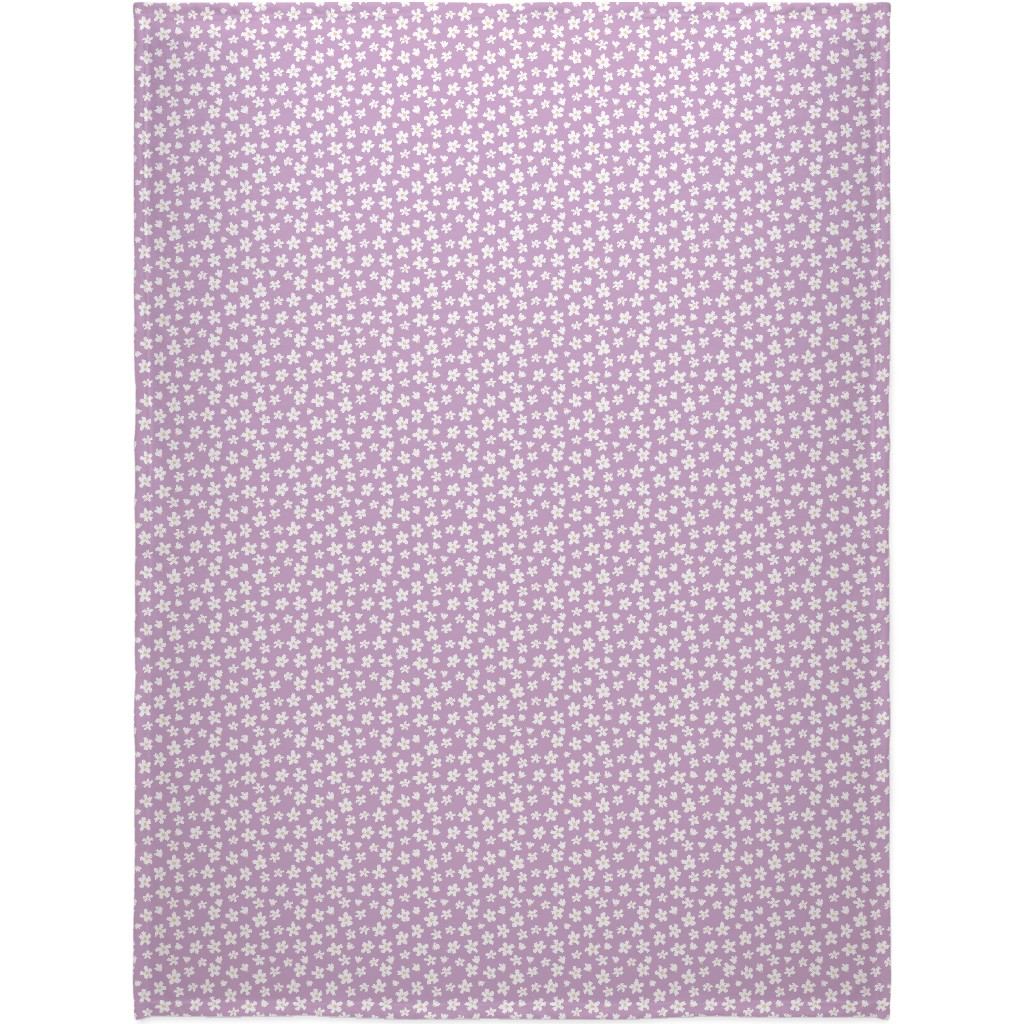 Daisy Garden Floral - Purple Blanket, Sherpa, 60x80, Purple, Purple