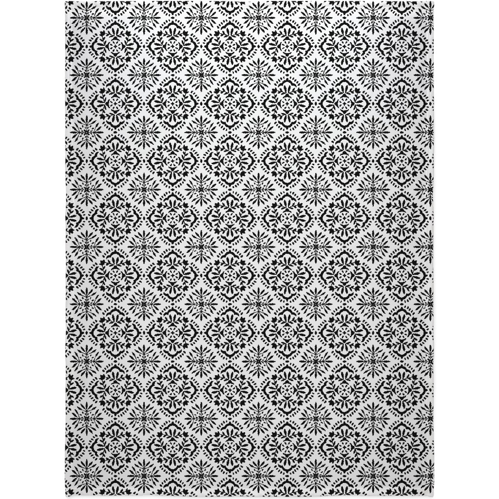 Southern At Heart - Black and White Blanket, Sherpa, 60x80, Black, Black