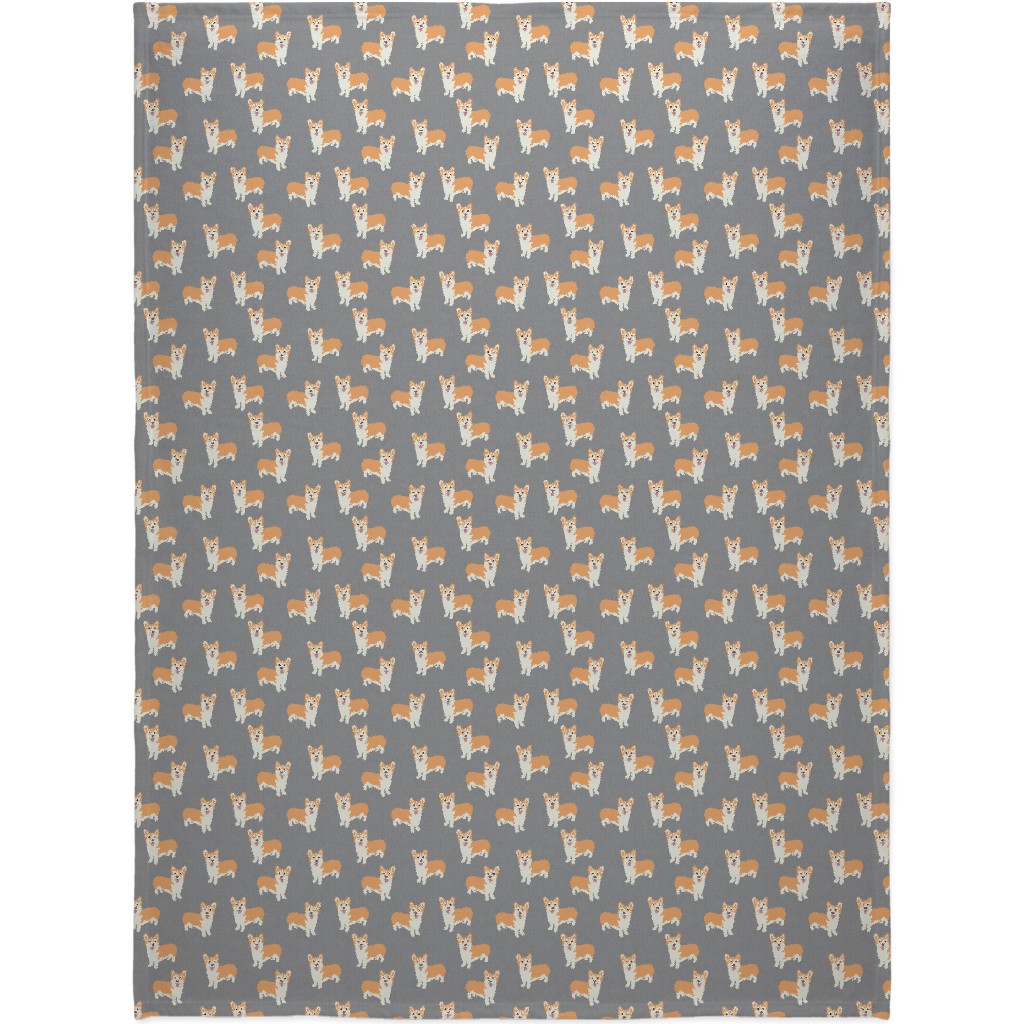 Corgi Blanket, Sherpa, 60x80, Gray