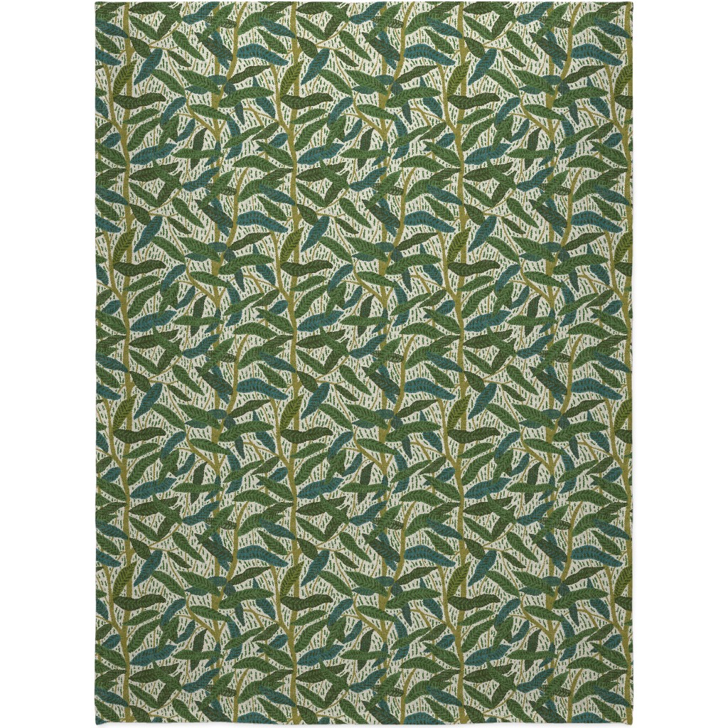 Jungle Foliage - Green Blanket, Sherpa, 60x80, Green, Classic Green