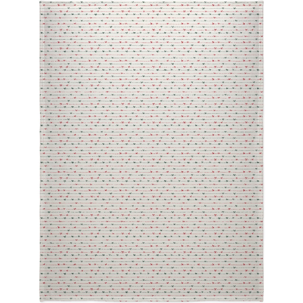 Christmas Ribbons and Bows Blanket, Sherpa, 60x80, White, Antique White